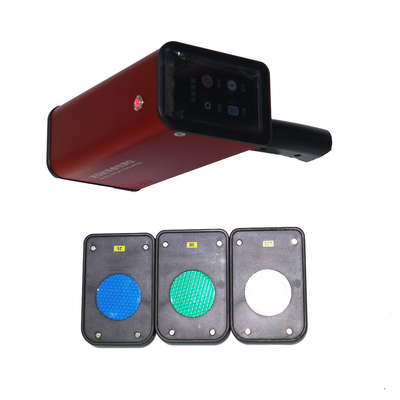 Handheld Laser Distance Meter Kuning abu-abu dan plat kalibrasi untuk perhitungan jarak yang akurat